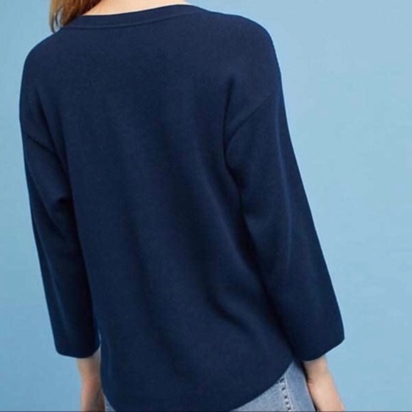 Anthropologie Moth Embellished Jewel Sweater Blue petite small - Picture 3 of 12